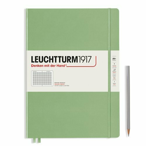 Записная книжка Leuchtturm Master Slim А4+, в клетку, пастельный зелёный, 123 страниц, твердая обложка 100 листов портативные блокноты для записей блокноты для записей блокноты для планирования расписания