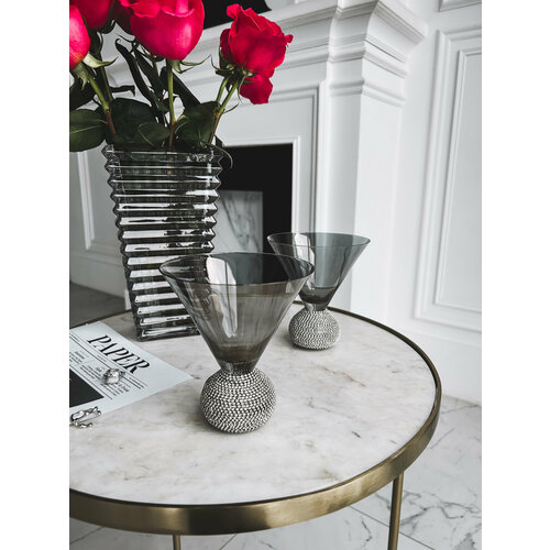 Серый бокал для мартини со стразами Crystal love