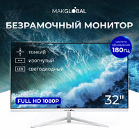 32" Монитор MakGlobal FullHD 180 Гц, безрамочный, белый