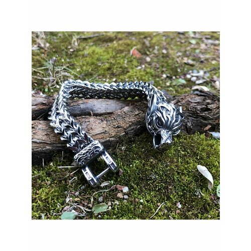 фото Браслет, размер 21 см, серебряный цветной кит