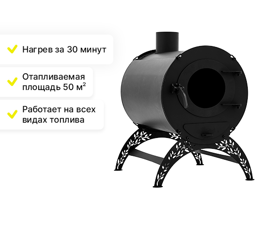 Печь-буржуйка Геликон Vita мини, с комплектом конвекторов мини.