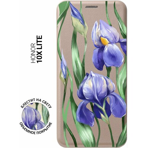 Чехол-книжка на Honor 10x Lite, Хонор 10Х Лайт с 3D принтом Amazing Irises золотистый чехол книжка на honor 10x lite хонор 10х лайт с 3d принтом sarcasm element золотистый