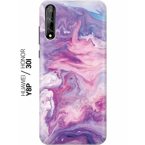 Ультратонкий силиконовый чехол-накладка ClearView для Huawei Y8p, Honor 30i с принтом Purple Marble ультратонкий силиконовый чехол накладка clearview для honor 9a с принтом blue marble