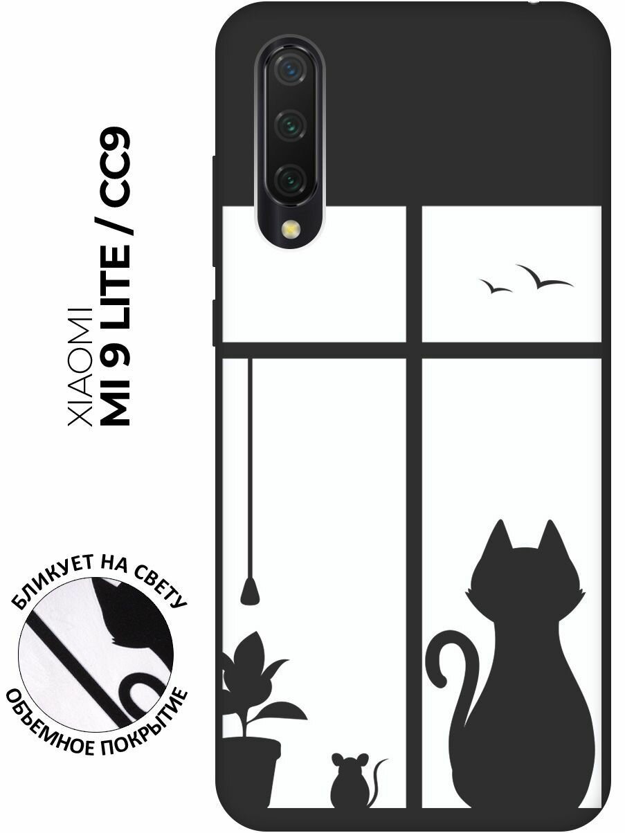 Чехол - накладка Soft Sense для Xiaomi Mi 9 Lite / CC9 с 3D принтом "Cat and Mouse" черный