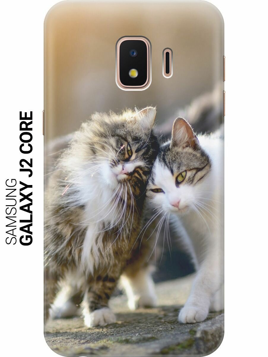 Силиконовый чехол на Samsung Galaxy J2 Core / Самсунг Джей 2 Кор с принтом "Ласкающиеся кошечки"