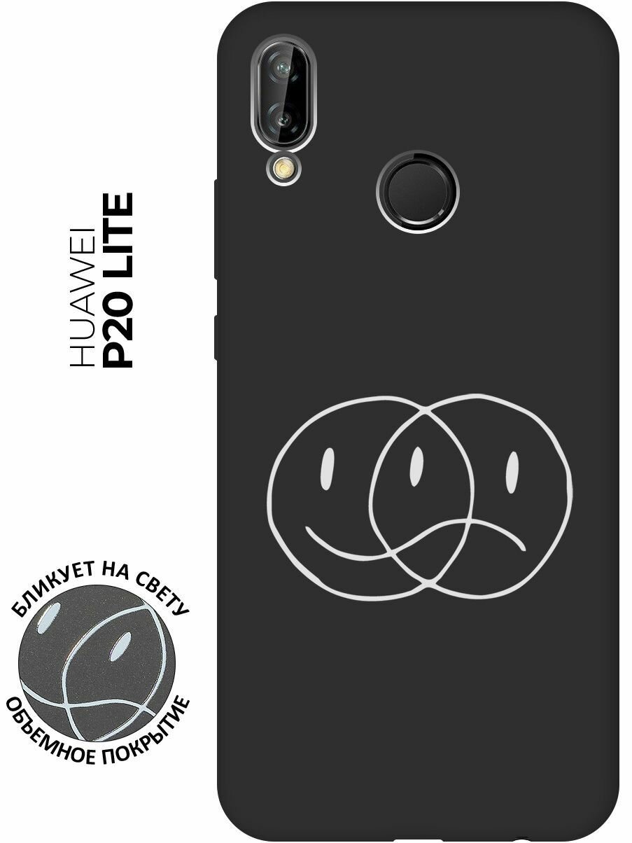 Матовый чехол Two Faces W для Huawei P20 Lite / Nova 3e / Хуавей П20 Лайт / Нова 3Е с 3D эффектом черный