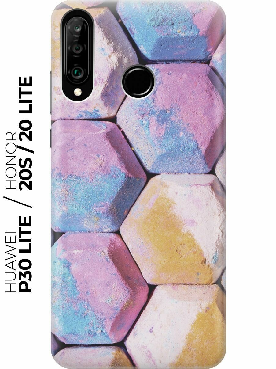 Силиконовый чехол Розово-голубые блоки на Huawei P30 Lite / Honor 20 Lite / Honor 20s / Хуавей П30 Лайт / Хонор 20 Лайт / Хонор 20s