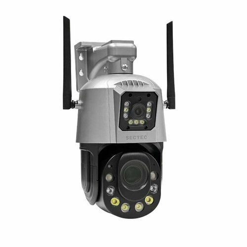 Уличная поворотная Wi-Fi 3+3Мп COLORVU камера видеонаблюдения с моторизированным и фиксированным объективами, слот microSD SECTEC