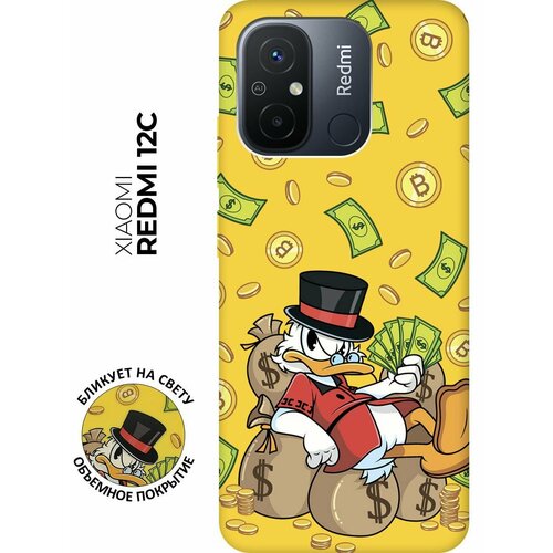 Матовый чехол Rich Scrooge для Xiaomi Redmi 12C / Сяоми Редми 12С с 3D эффектом желтый матовый чехол paws для xiaomi redmi 12c сяоми редми 12с с 3d эффектом желтый