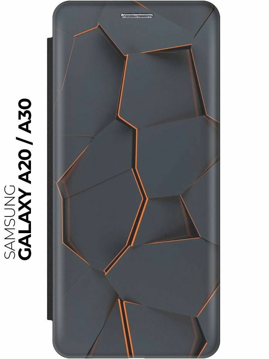 Чехол-книжка Графитовый излом на Samsung Galaxy A20 / A30 / Самсунг А20 / А30 черный