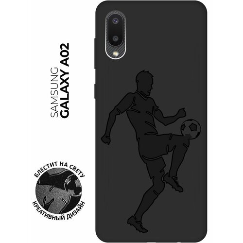 Матовый чехол Football для Samsung Galaxy A02 / Самсунг А02 с эффектом блика черный матовый чехол kickboxing для samsung galaxy a02 самсунг а02 с эффектом блика черный