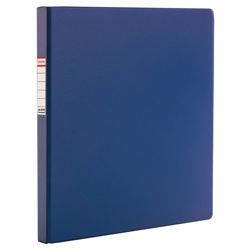 Папка с металлическим пружинным скоросшивателем BRAUBERG, картон/ПВХ, 35 мм, синяя, до 290 листов, 223187, 223187