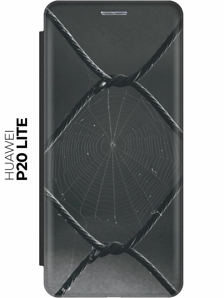 Чехол-книжка Паучок на Huawei P20 Lite / Nova 3e / Хуавей П20 Лайт / Нова 3Е черный