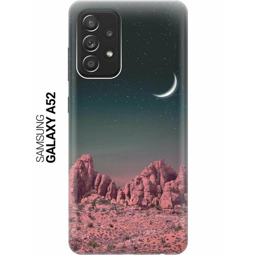 Ультратонкий силиконовый чехол-накладка для Samsung Galaxy A52 с принтом Месяц над розовыми горами ультратонкий силиконовый чехол накладка для samsung galaxy s7 edge с принтом месяц над розовыми горами