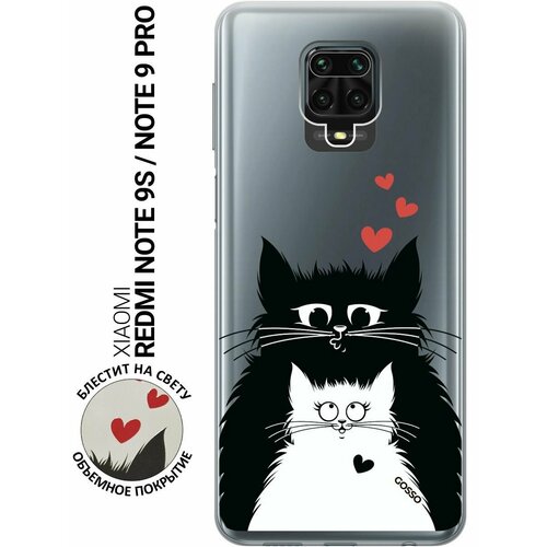 Ультратонкий силиконовый чехол-накладка Transparent для Xiaomi Redmi Note 9S, Note 9 Pro с 3D принтом Cats in Love ультратонкий силиконовый чехол накладка transparent для xiaomi redmi note 9 с 3d принтом lazy cats