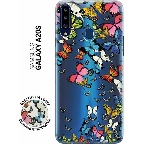 ультратонкий силиконовый чехол накладка для samsung galaxy a31 с 3d принтом magic butterflies Ультратонкий силиконовый чехол-накладка Transparent для Samsung Galaxy A20s с 3D принтом Magic Butterflies