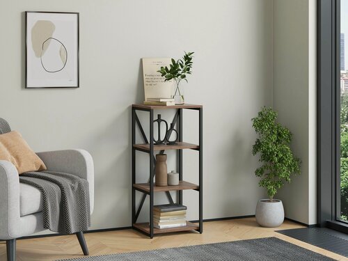 Изображение товара Стеллаж Айсберг Лофт 40/4 / Черный/ с полками дуб крафт табак/ Для дачи/ для дома/ для книг/ в офис