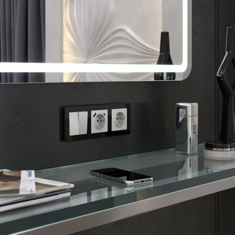 Рамка пластик 3 поста WERKEL Acrylic / W0032708 черная — фото 1