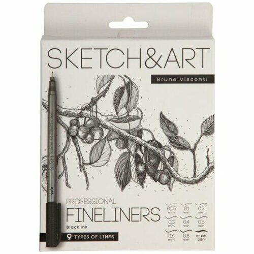 Набор линеров Sketch&art черного цвета, 9 шт. 36-0033