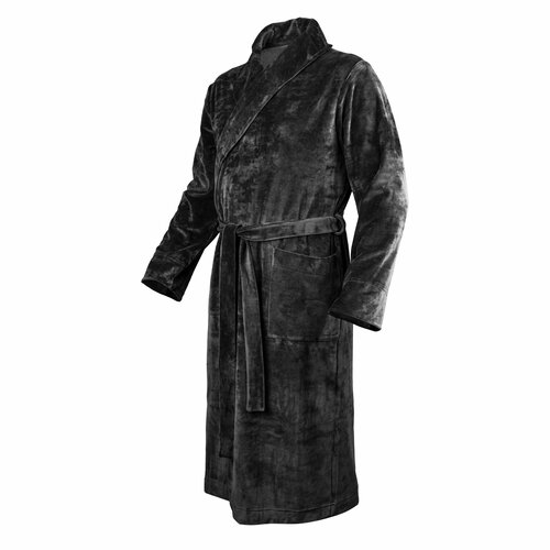 Халат Монотекс, длинный рукав, карманы, размер 56, черный