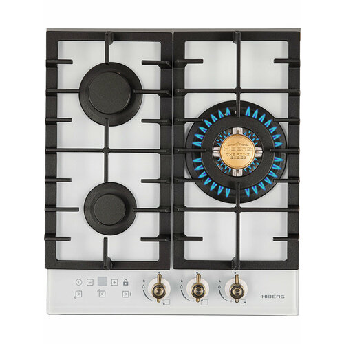 Встраиваемая газовая варочная поверхность HIBERG VM 4535 W из закаленного стекла в белом цвете 2639900₽