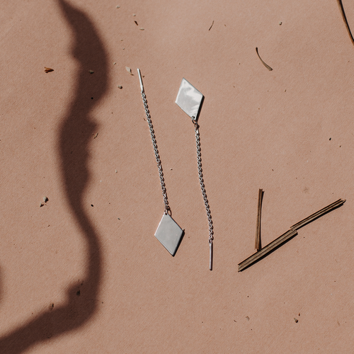 Серьги My Silver Серьги Блик ромб, серебро, 925 проба, размер 15 мм, длина 6 см, серебряный