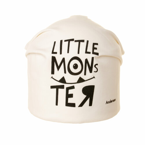 фото Шапка бини андерсен маленький монстр, размер 48-50, белый