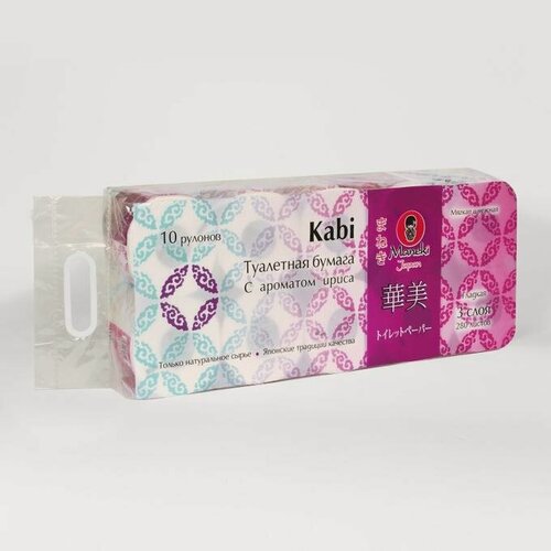 Изображение товара Maneki Kabi Туалетная бумага трехслойная с ароматом ириса 10 рулонов