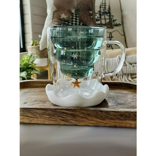 Кружка стеклянная Wonder me gift с двойными стенками, объем 300мл, 1 штука