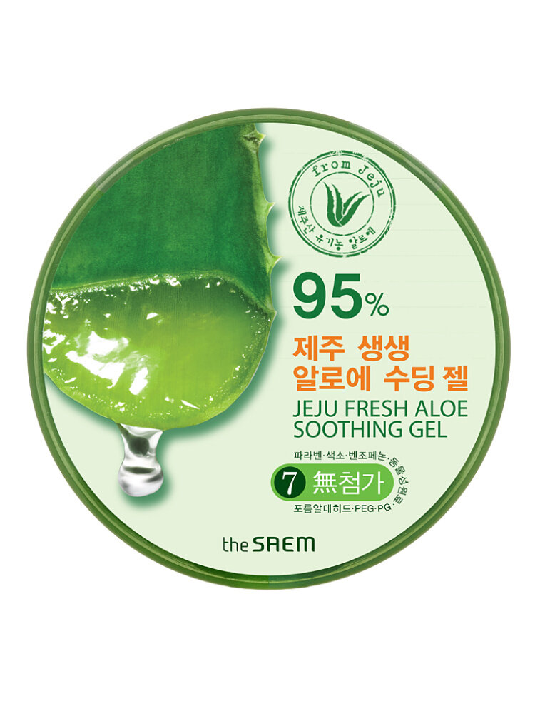 Гель с алоэ универсальный увлажняющий The Saem Jeju Fresh Aloe Soothing Gel 99% 300мл - фото №9
