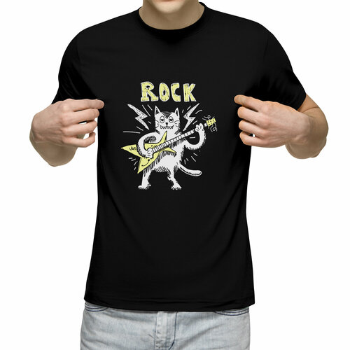 Футболка Us Basic, размер L, черный мужская футболка кот с гитарой s темно синий