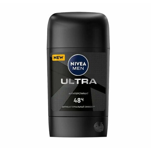 Дезодорант-антиперспирант стик NIVEA MEN Ultra 50 мл nivea антиперспирант nivea men ultra антибактериальный эффект 150мл 2 шт