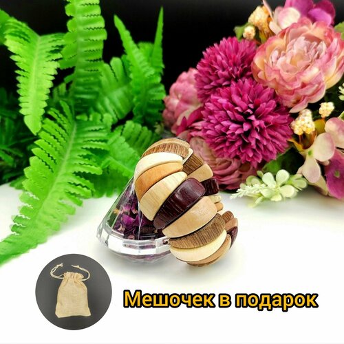 фото Браслет браслет авторский, дерево, 1 шт., размер 9 см, размер one size, диаметр 9 см, бежевый нет бренда