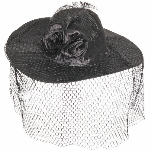 фото Шляпа карнавальная "шикарная дама", черный серпантин