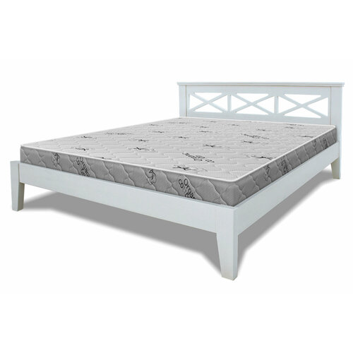 Кровать Леруа из сосны, спальное место (ШхД): 140x200, цвет: белая эмаль