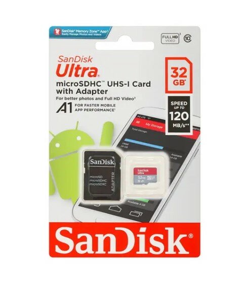 Карта памяти SanDisk Ultra Micro SDHC, A1, 32 Гб