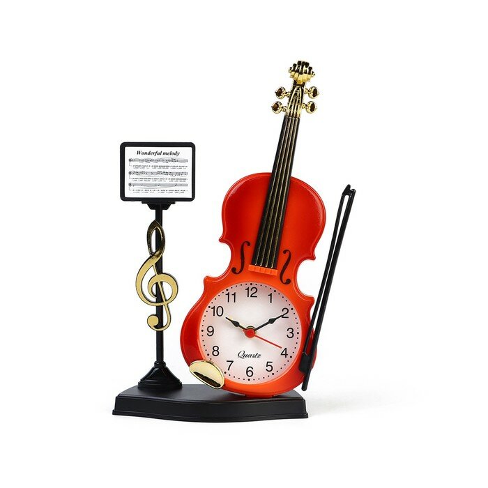 Будильник "Скрипка с пюпитром", дискретный ход, d-6.5 см, 11.6 х 5.8 х 21 см
