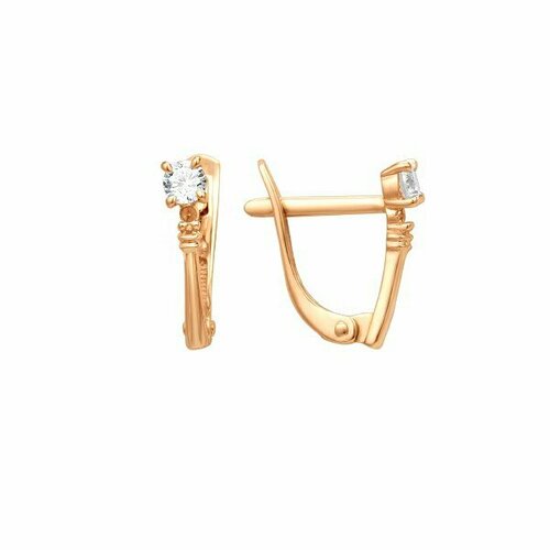 Серьги DS Jewelry, красное золото, 375 проба, фианит, золотой