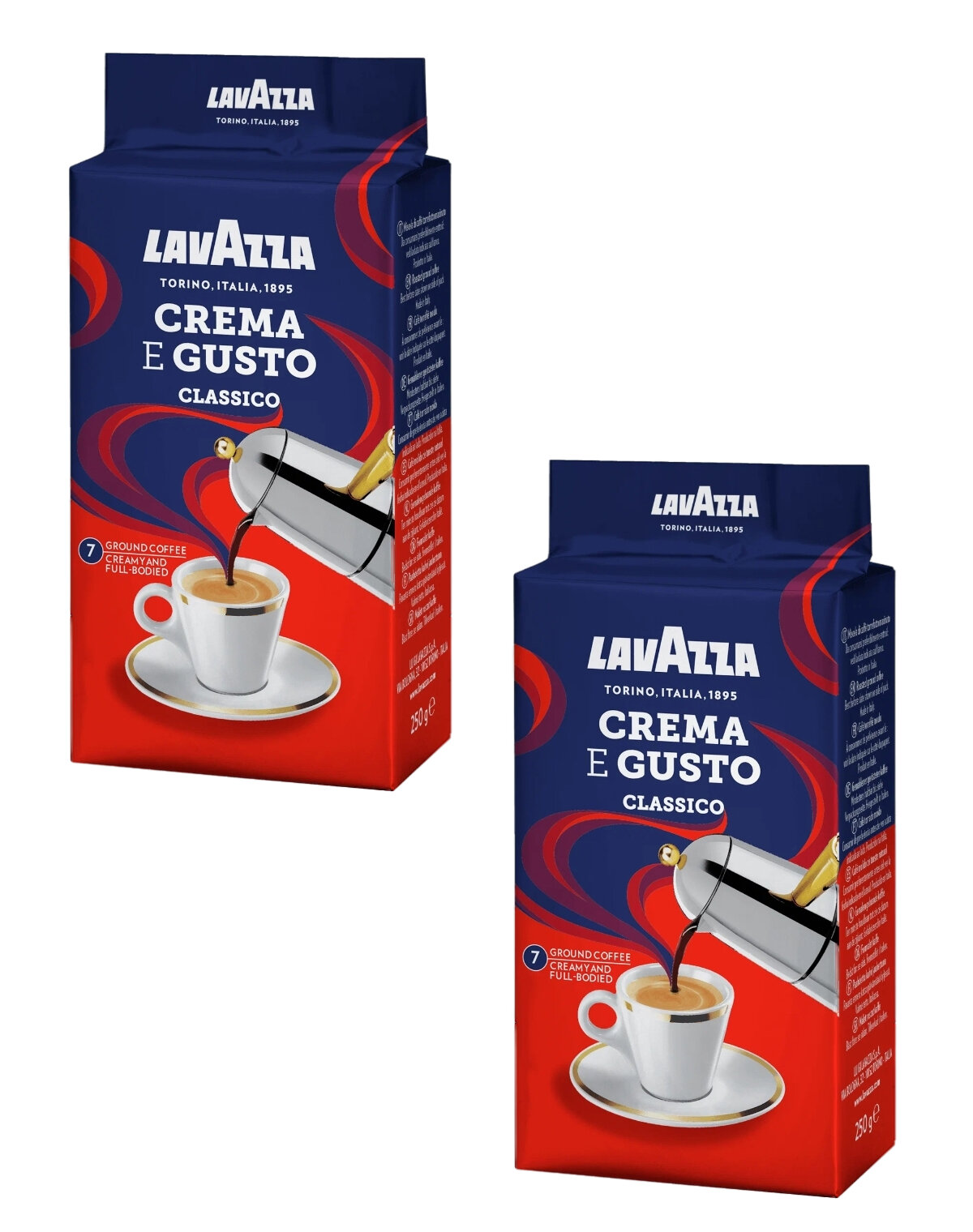 Lavazza Кофе молотый Lavazza Crema E Gusto Classico , 2 упаковки по 250 гр, вакуумная упаковка