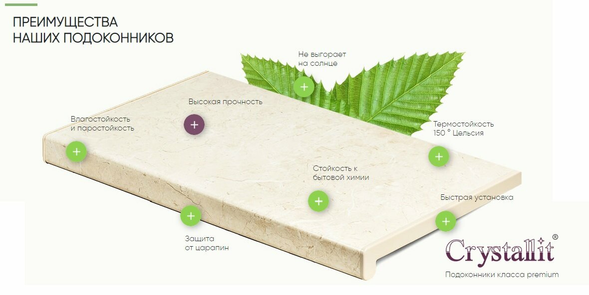 Подоконник Кристаллит (Crystallit) Мрамор Глянцевый 200х2500мм