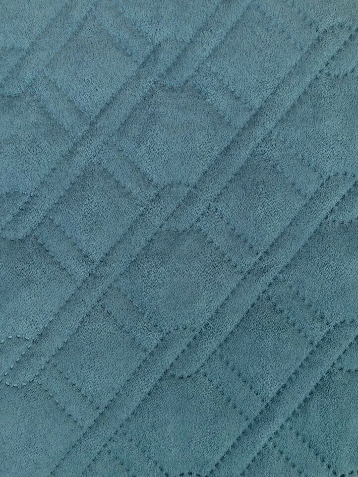 Покрывало замша ультрастеп 220х240 плетенка, серо-голубой - фотография № 2