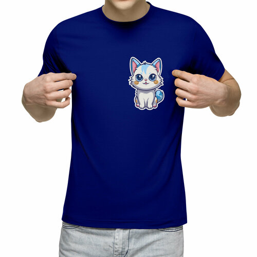 Футболка Us Basic, размер 2XL, синий мужская футболка модный котик 2xl белый