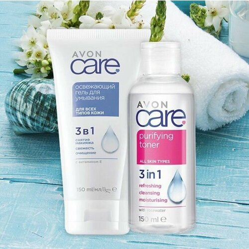 Набор для лица Avon Care: освежающий гель д/умыв, тоник тоник для лица evinal лимфодренажный тоник с витамином с для всех типов кожи