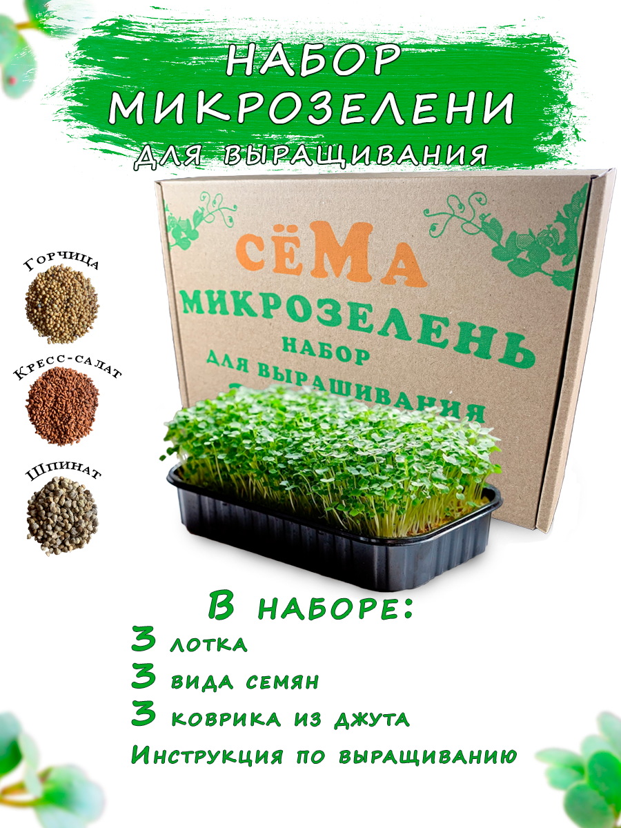 Набор микрозелени для выращивания "Микрозаря" 3 культуры