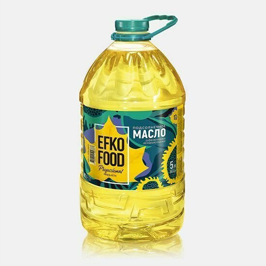 фото Масло подсолнечное рафинированное дезодорированное Efko Food/Эфко Фуд, ГОСТ, 5 л.