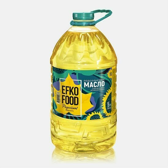 Масло подсолнечное рафинированное дезодорированное Efko Food/Эфко Фуд ГОСТ 5 л.