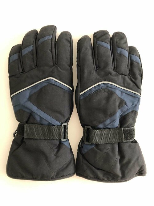 Зимние теплые мужские перчатки Cast-Tex дутики на флисовой подкладке, Цвет черный с синим, Размер XL / 8.5, 9, 9.5, 10