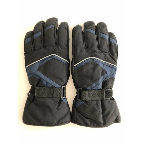 Зимние теплые мужские перчатки Cast-Tex дутики на флисовой подкладке, Цвет черный с синим, Размер XL / 8.5, 9, 9.5, 10