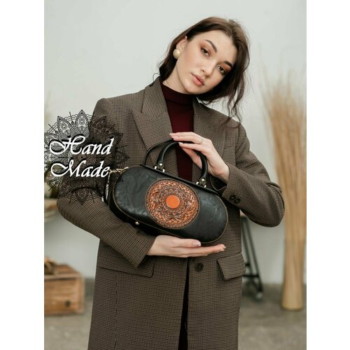 фото Сумка багет lumida, фактура тиснение, черный