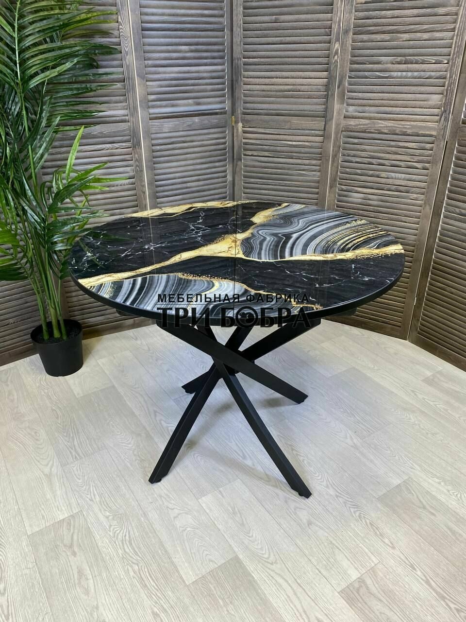 фото Стол кухонный круглый стеклянный раздвижной